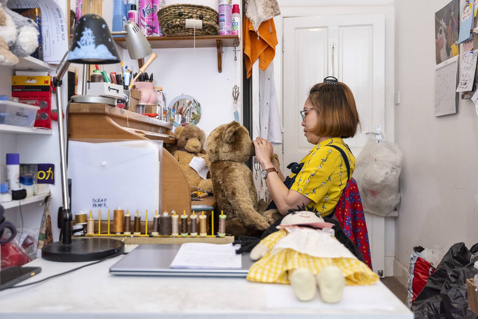 Teddy Bear being repaired at The Toy Hospital Experience