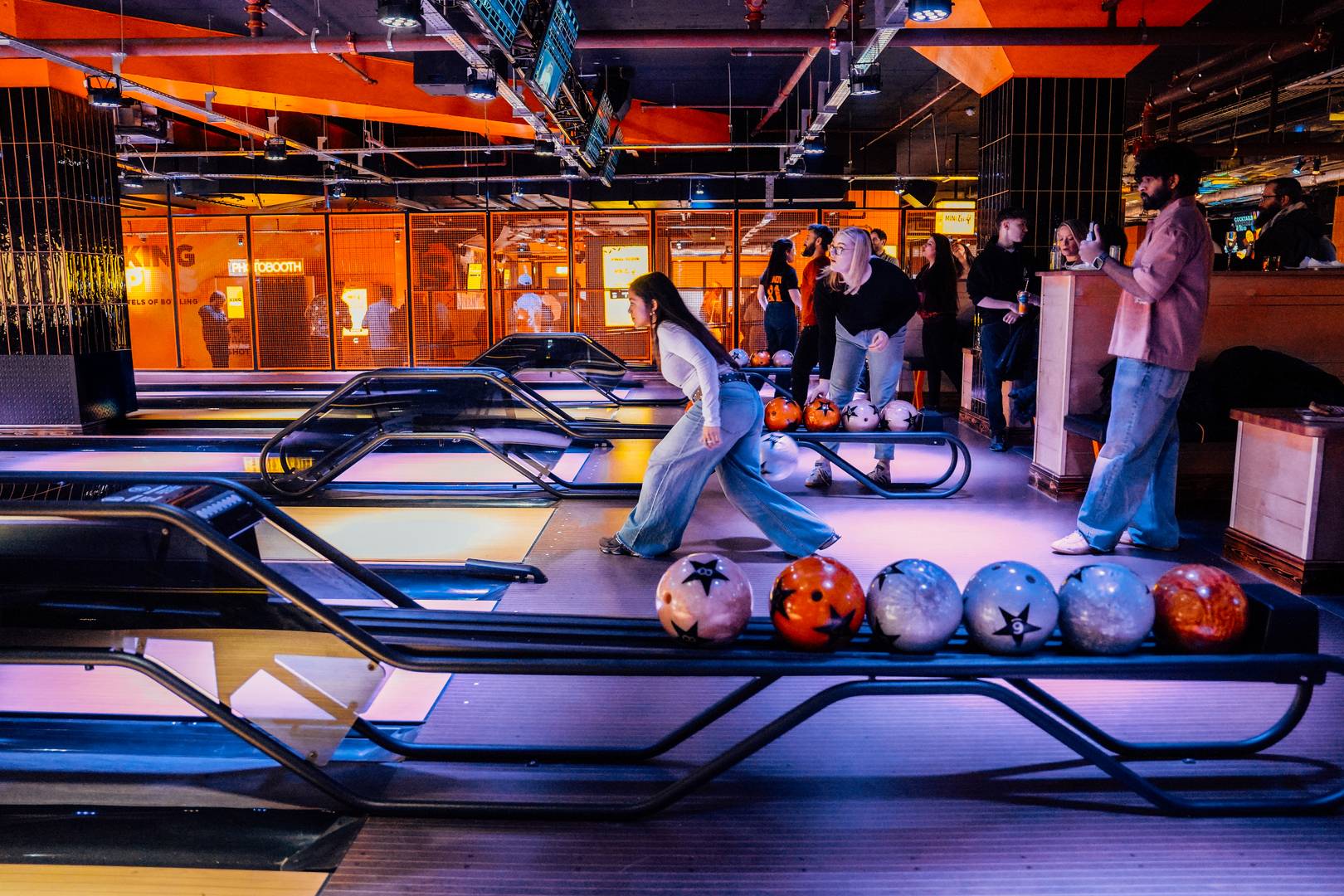 Lady bowling at King Pins