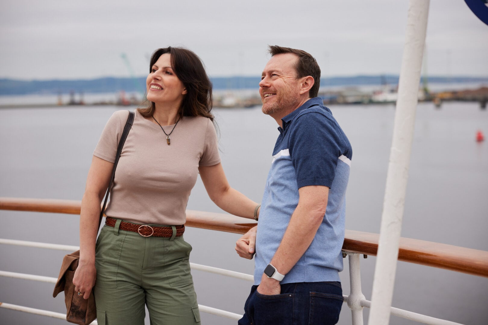 Couple on the deck of the Royal Yacht Britannia
