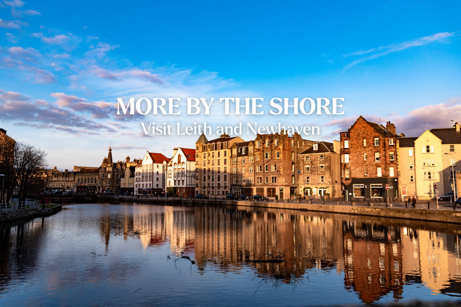 Buildings on the bank of the Water of Leith by the shore