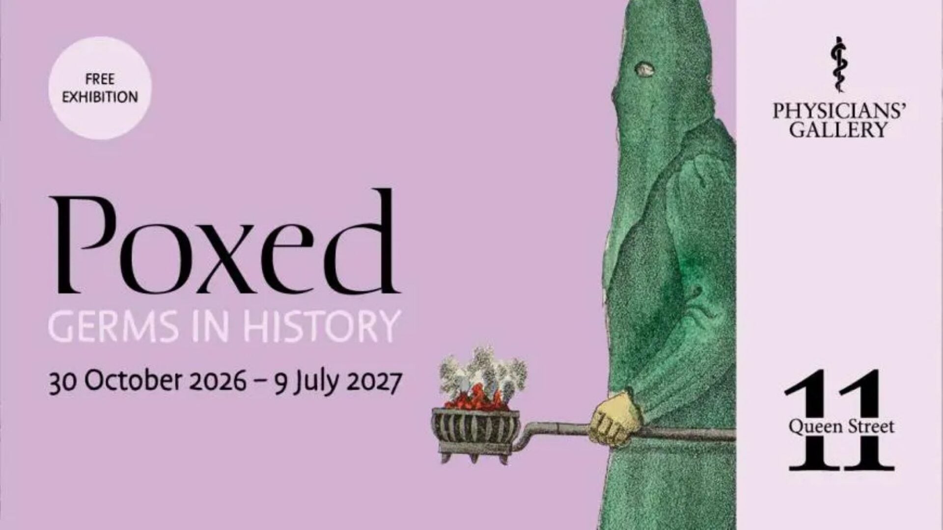 Poster image for Poxed: Germs in History, with a cloaked figure.