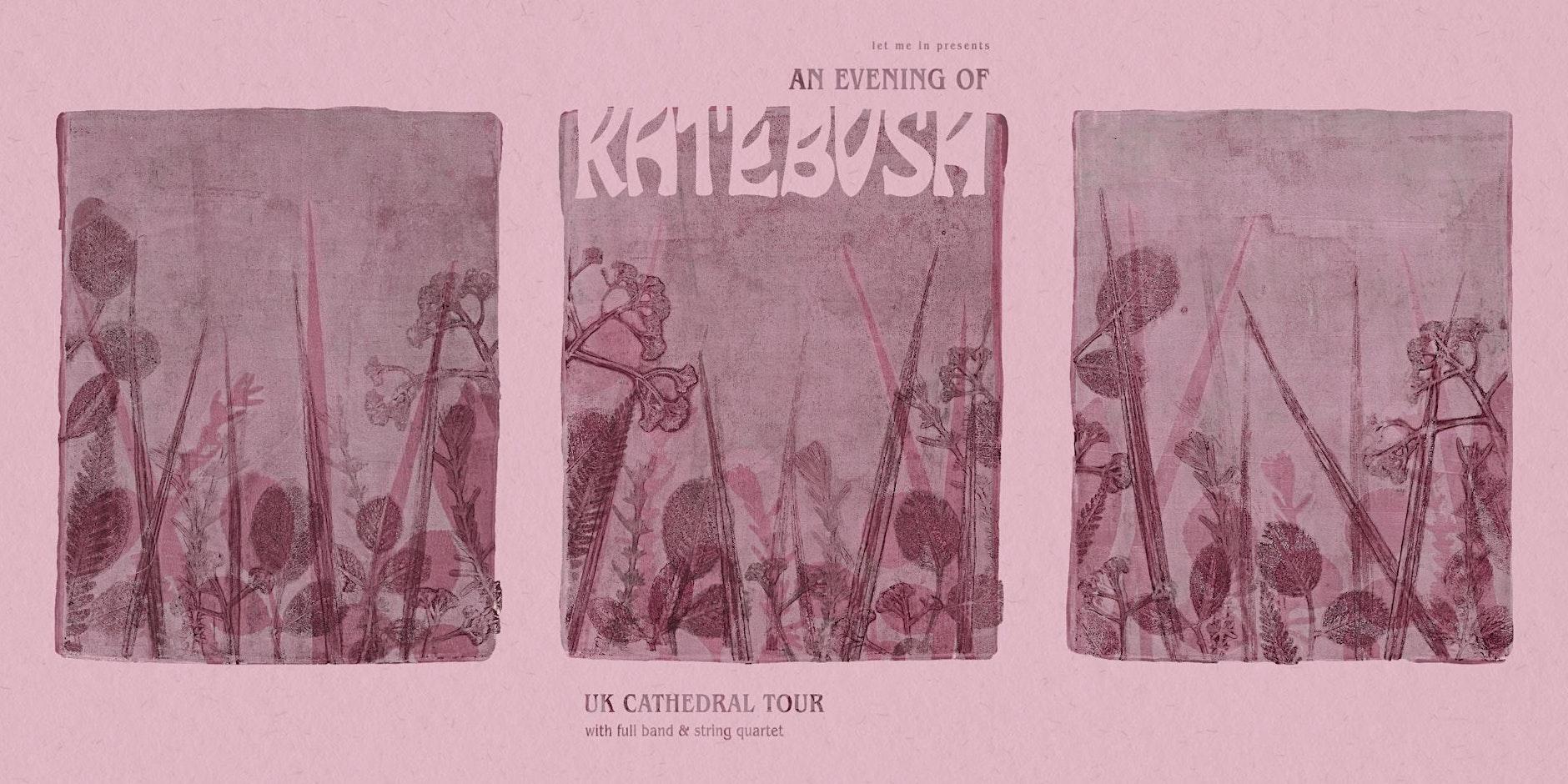 Poster image for An Evening of Kate Bush, in shades of light pink.