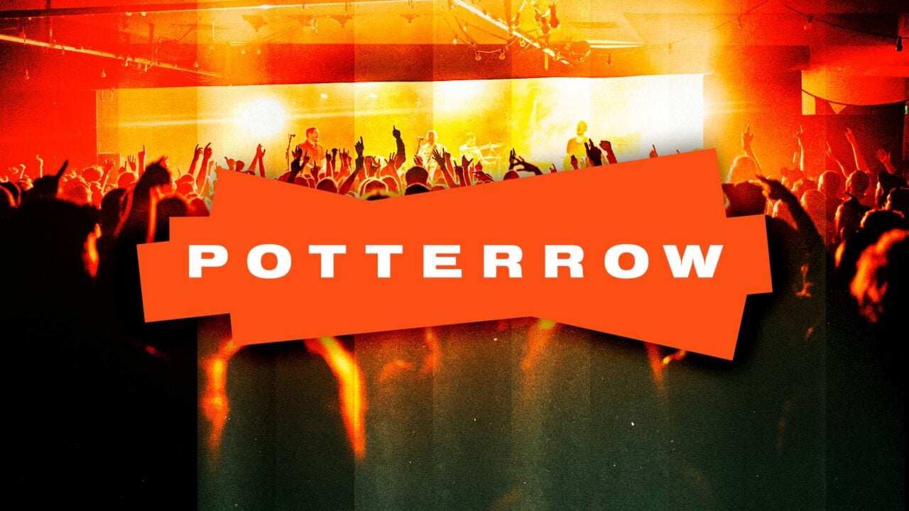 People dancing in a nightclub with the words Potterow on top