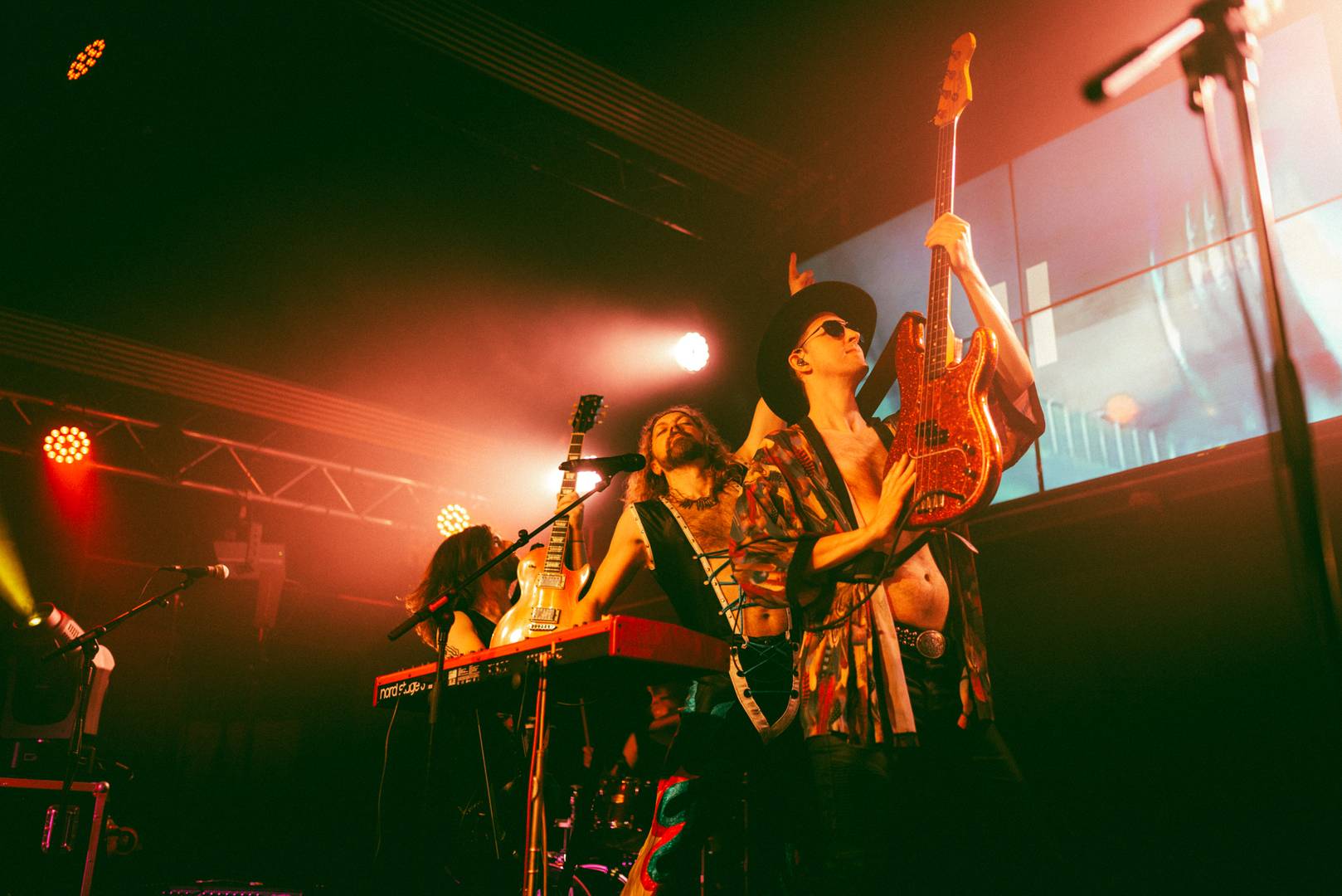 Band playing on a stage