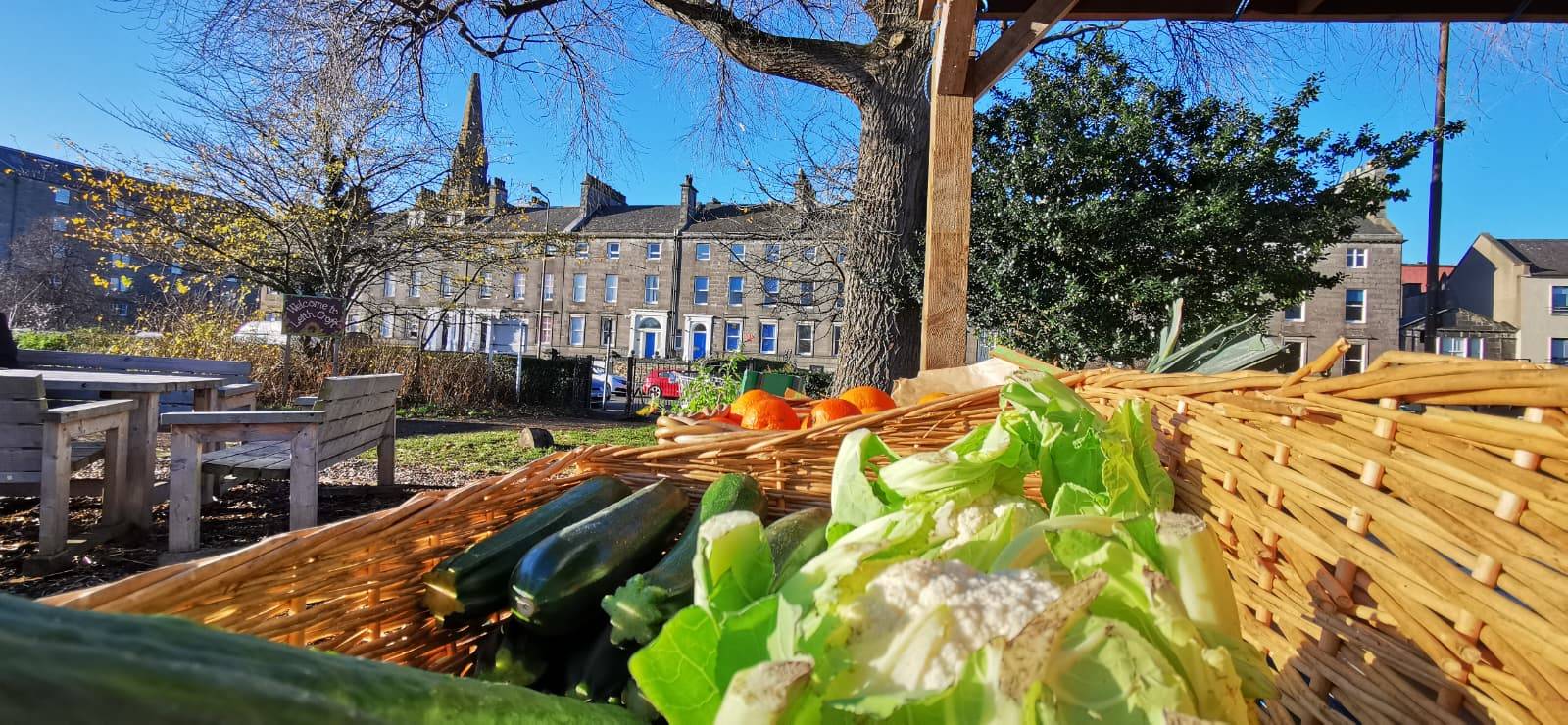 Fruit and veg stall on a sunny Sunday market day,© Earth in Common