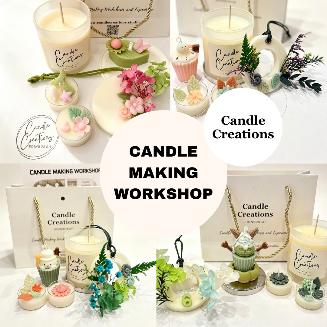Hands-on candle-making workshop in a boutique Edinburgh studio, where guests create scented candles, decorated tealights and unique wax pieces.,© Candle Creations Edinburgh