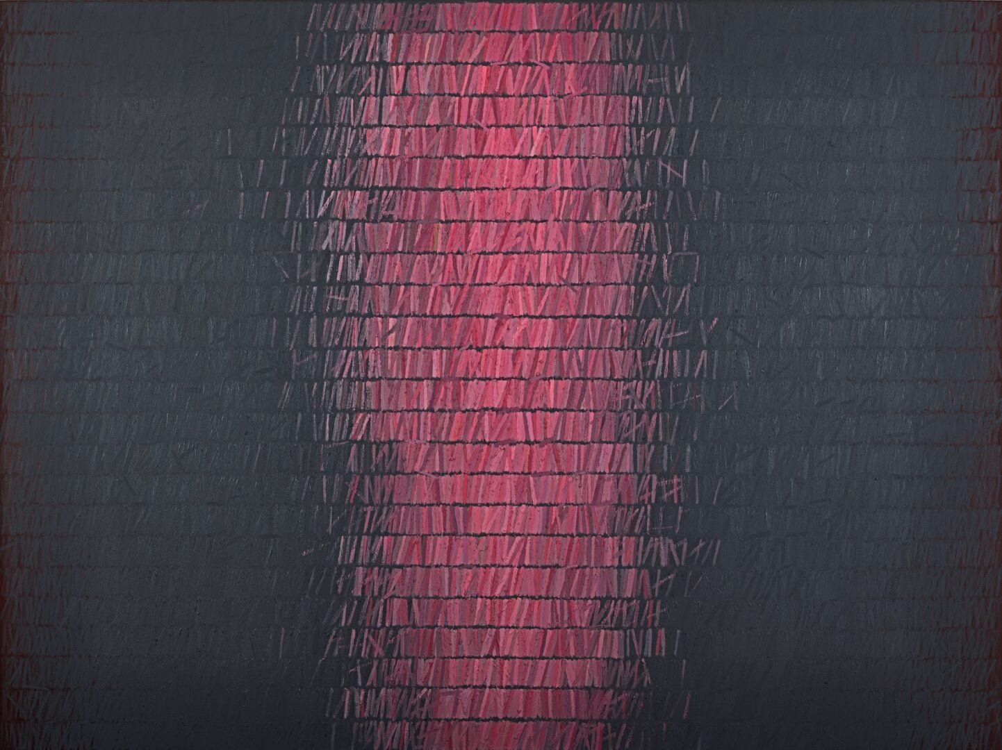 Image of red and black tiles on a wall.