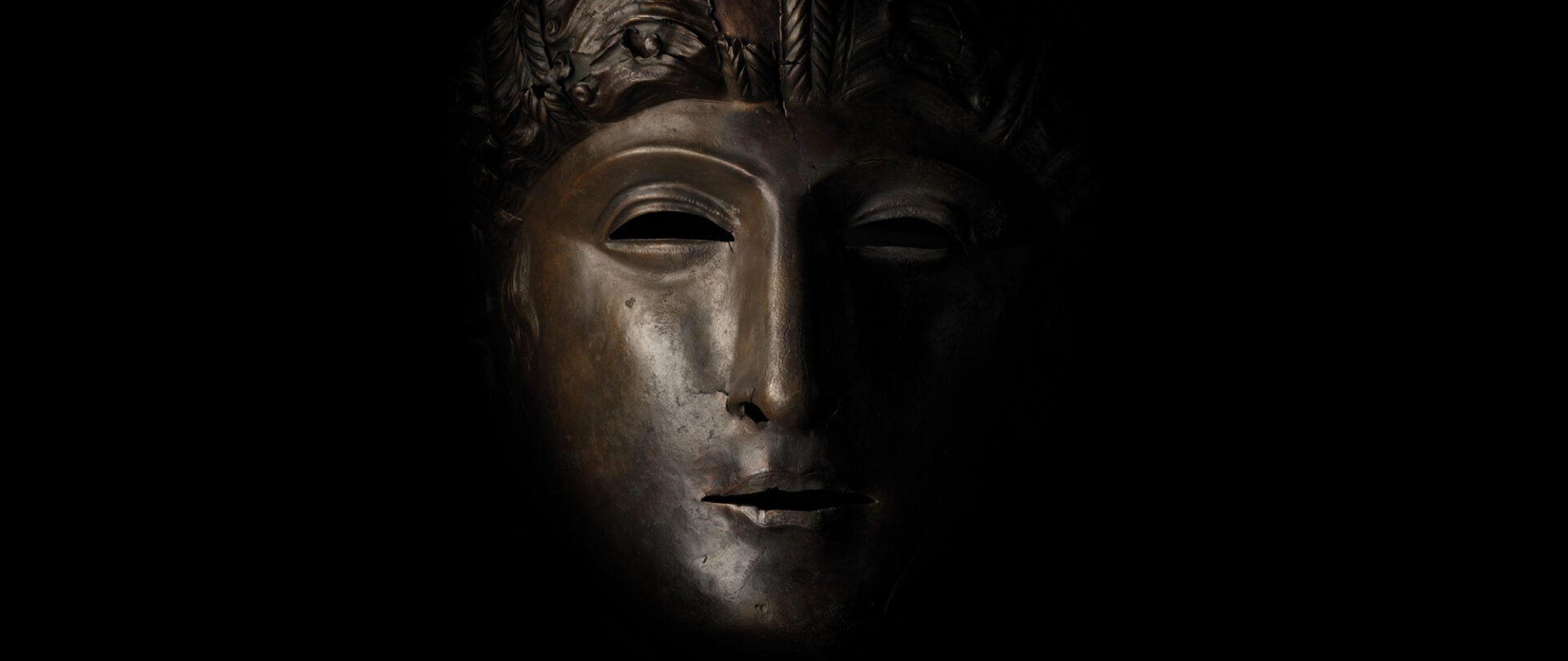 Roman face mask with black background