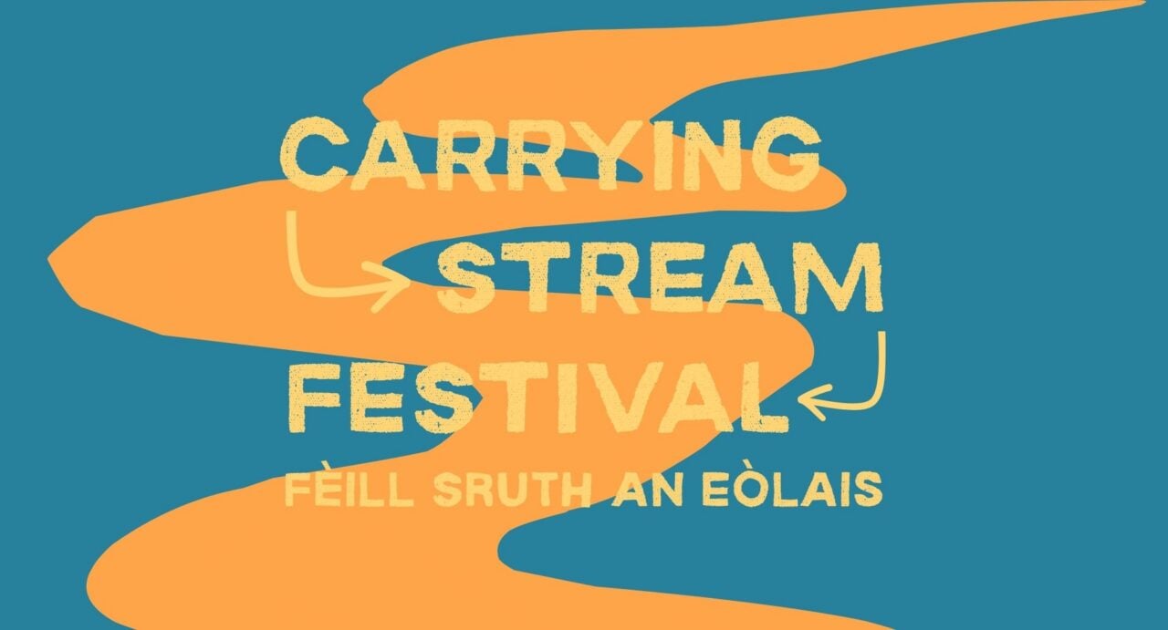 Poster image for Carrying Stream Festival, in shades of orange and blue.