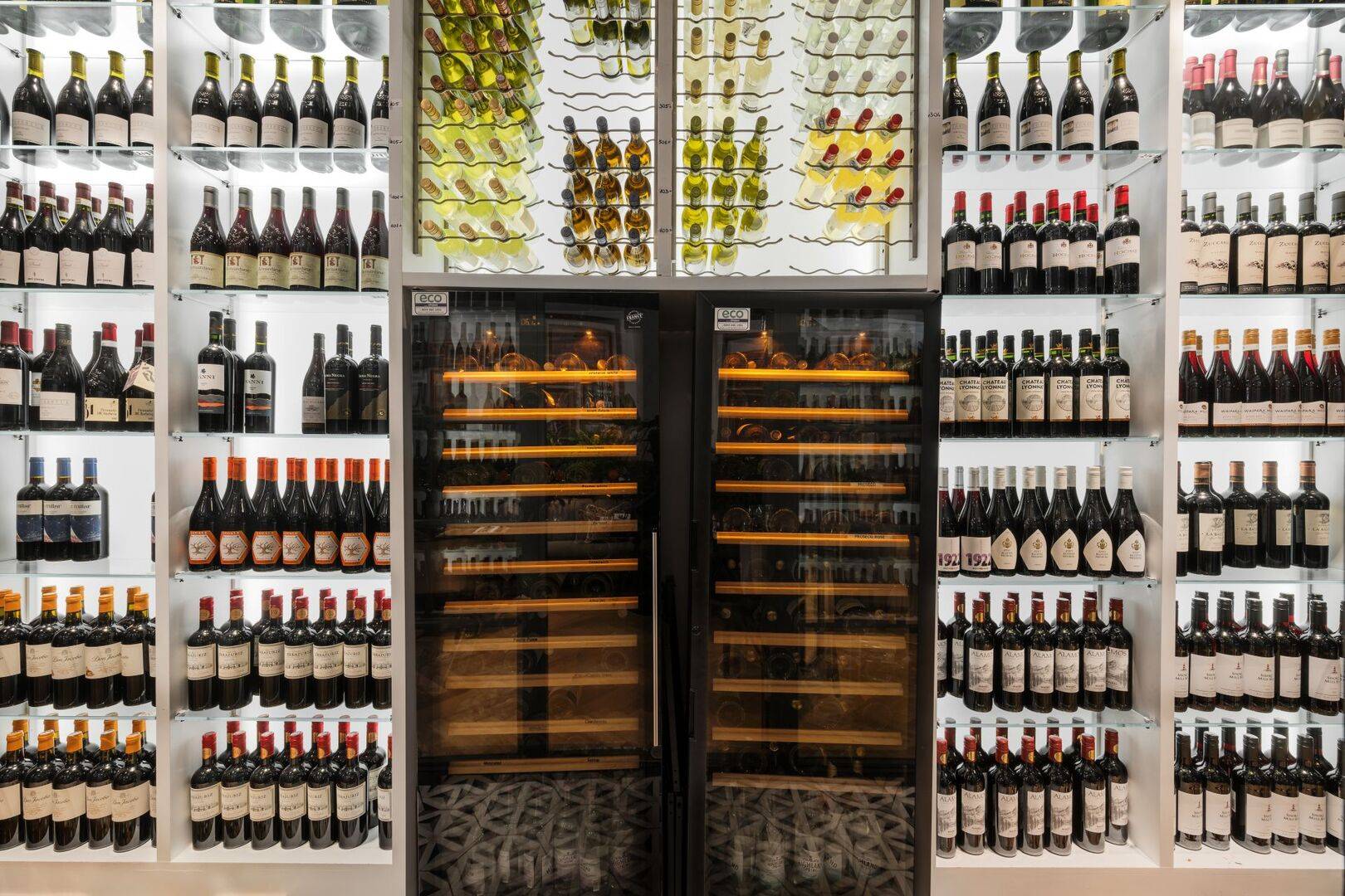 Twenty's wine fridge and display