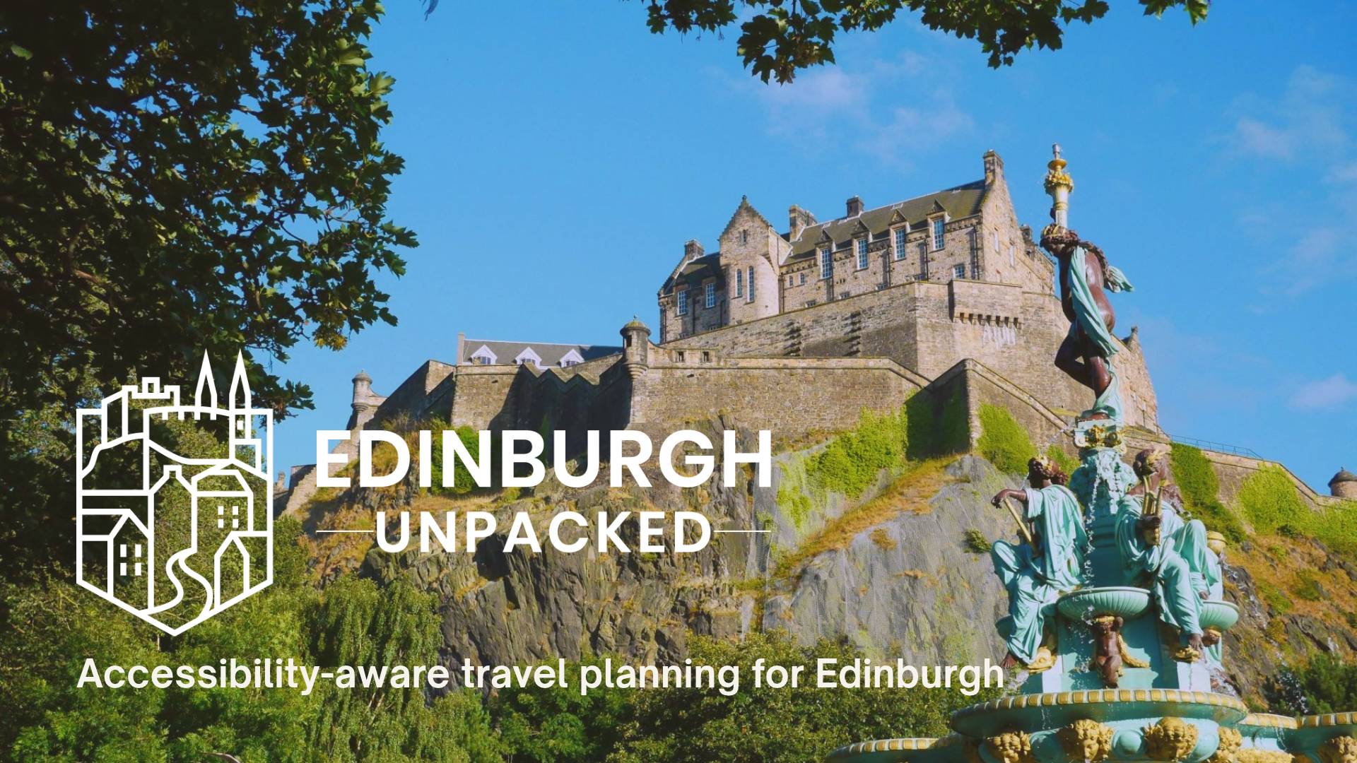 Edinburgh Unpacked logo over Edinburgh Castle